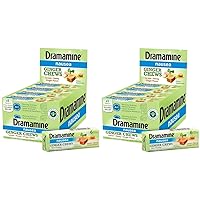 Dramamine Ginger Chews, Nausea Relief Soft Chews Lemon-Honey-Ginger, Gluten & Dairy Free, 6 Count of 24 - Pack of 2