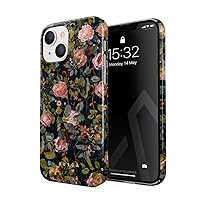 BURGA Phone Case Compatible with iPhone 13 - Cherries Blossom Floral Print Pattern Vintage Flowers Peony Cute Case for Women Thin Design Durable Hard Plastic Protective Case