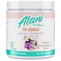 Alani Nu Pre Workout Powder | Amino Energy Boost | Endurance Supplement | Sugar Free | 200mg Caffeine | L-Theanine, Beta-Alanine, Citrulline | 30 Servings (Galaxy Lemonade)