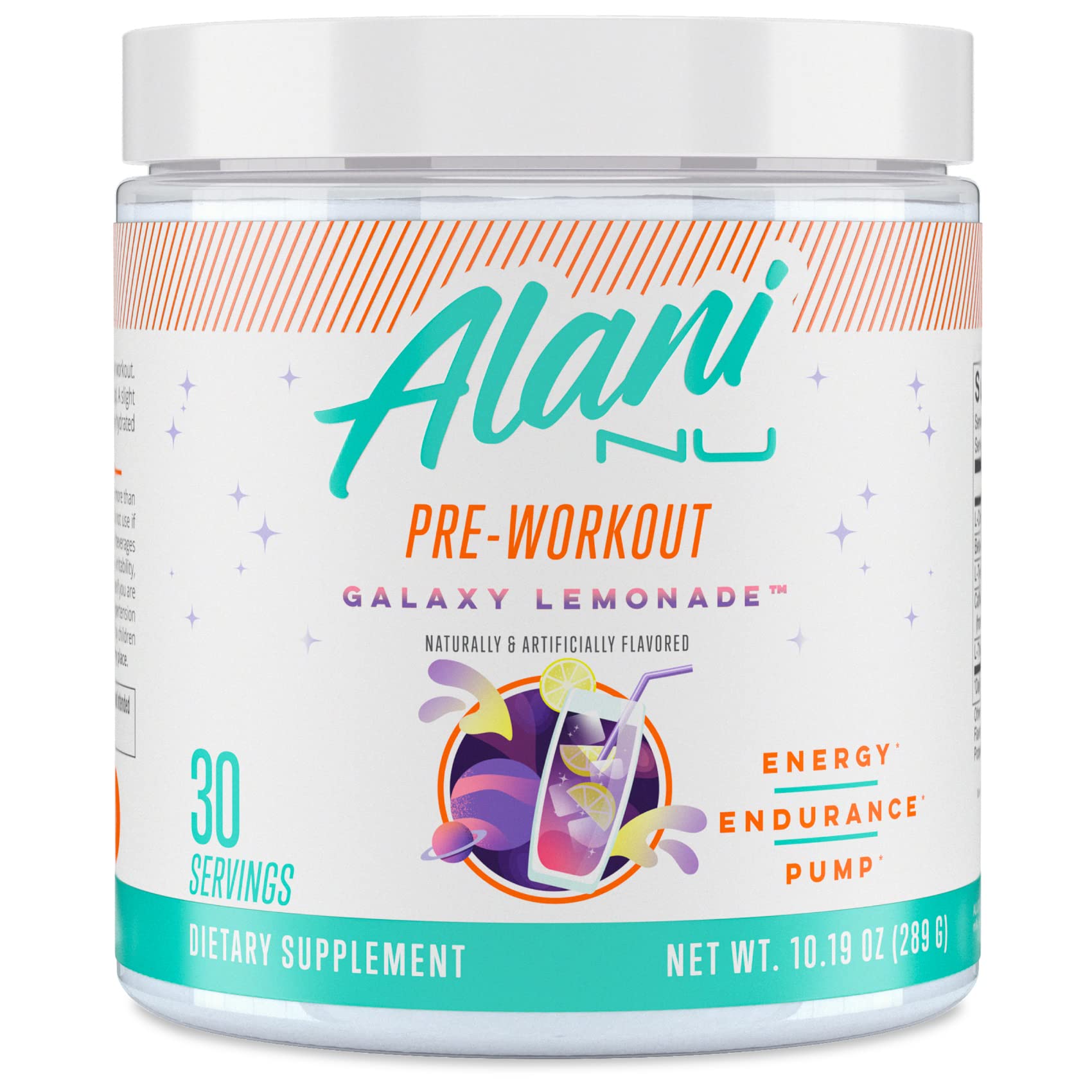 Alani Nu Creatine Monohydrate Powder and Pre Workout Galaxy Lemonade Powder Bundle | Sugar Free | 30 Servings Per Container