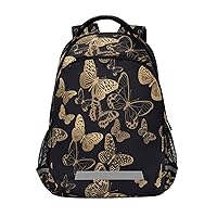 Fluttering Golden Butterflies Backpacks Travel Laptop Daypack School Book Bag for Men Women Teens Kids