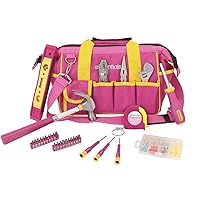 Essentials 21043 32-Piece Around the House Tool Kit, Tool Kit for Home, College Apartment Essentials, House Essentials, Pink Tool Kit