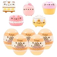 Hamee Pusheen The Cat Cute Water Filled Surprise Capsule Squishy Toy [Series 3] [Pusheen Café] [Birthday Gift Bags, Party Favors, Gift Basket Filler, Stress Relief Toys] – 5 Pc. (All 5 Styles)