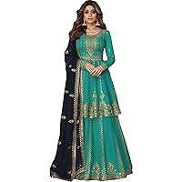 Indian Pakistani Eid Special Ready To Wear Embroidered Work Designer Ghagra Style Salwar Kameez For Women