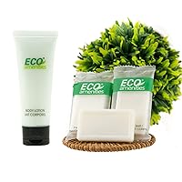 ECO amenities 0.5 ounce Hotel Soap Bars Bundle with 30ml Body Lotion