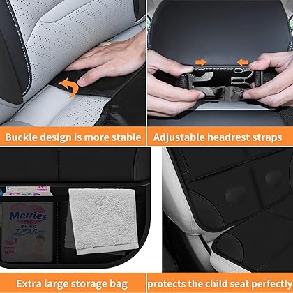 Panpany Car Seat Protector for Child Car Seat 2 Pack: Non-Slip Thickened seat Back Protector not Leave Imprint with Extra 4 Large Storage Pockets, carseat seat Protectors for Kids and Pets
