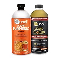 Qunol Liquid CoQ10 100mg & Liquid Turmeric Curcumin with Black Pepper 1000mg, Superior Absorption Natural Supplement Form of Coenzyme Q10, Supports Healthy Inflammation Response & Joint Support