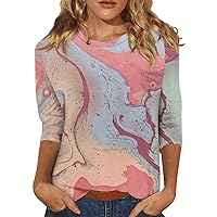 Shirts for Women, 3/4 Sleeve Shirts for Women Cute Tops Graphic Tees Blouses Casual Plus Size Basic Tops Pullover