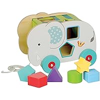 Orange Tree Toys: Shape Sorter: Jungle Elephant - Wooden Wheeled Animal Sorter, 6 Shape Blocks, Push-Pull-Sort, Educational Toy, Toddler & Kids Age 1+