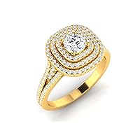 GEMHUB Lovers Anniversary Ring Lab Created G VS1 Diamond Round Cluster Style 1.21 Carat 14k Yellow Gold Size 4 5 6 7 8 60