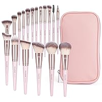 Makeup Brushes, 18 Pcs Professional Premium Synthetic Makeup Brush Set with Case, Foundation Kabuki Eye Travel Make up Brushes sets (Pink Gold)