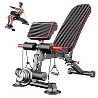 Adjustable Weight Bench Utility Workout Bench for Home Gym,Foldable Incline Decline Benches for Full Body Workout,Maximum Weight 600 Lbs