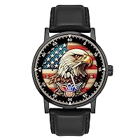 USA Patriotism Original Stars & Stripes Majestic Eagle Art Solid Brass Watch for Boys/Men 40 mm
