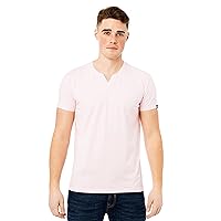 X RAY Men's Soft Stretch Cotton Short Sleeve Solid Color Slim Fit Slit V-Neck T-Shirt, Fashion Casual Tee for Men