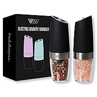 KSL Gravity Electric Salt and Pepper Grinder Set - Mother's Day Gift - Adjustable Motorized Electrical Powered Auto Shakers-Automatic Power Mill-Automated Battery Electronic Crusher-Batteries INCLUDED