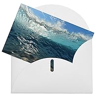 Greeting Cards with Envelopes Blank Greeting Card Blue Ocean Sea Wavy Seascape Thank You Card Note Cards for Party Folding Blank Card for Birthday Blank Greeting Note Cards Invitations Card 8