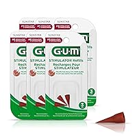 GUM Stimulator Refills - 3 Rubber Tips Included - Compatible with the GUM Stimulator Permanent Handle - Massager for Gums, Plaque Removal and Gum Health, 3ct, 6pk