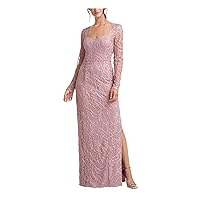 JS Collections Womens Lace Embroidered Evening Dress