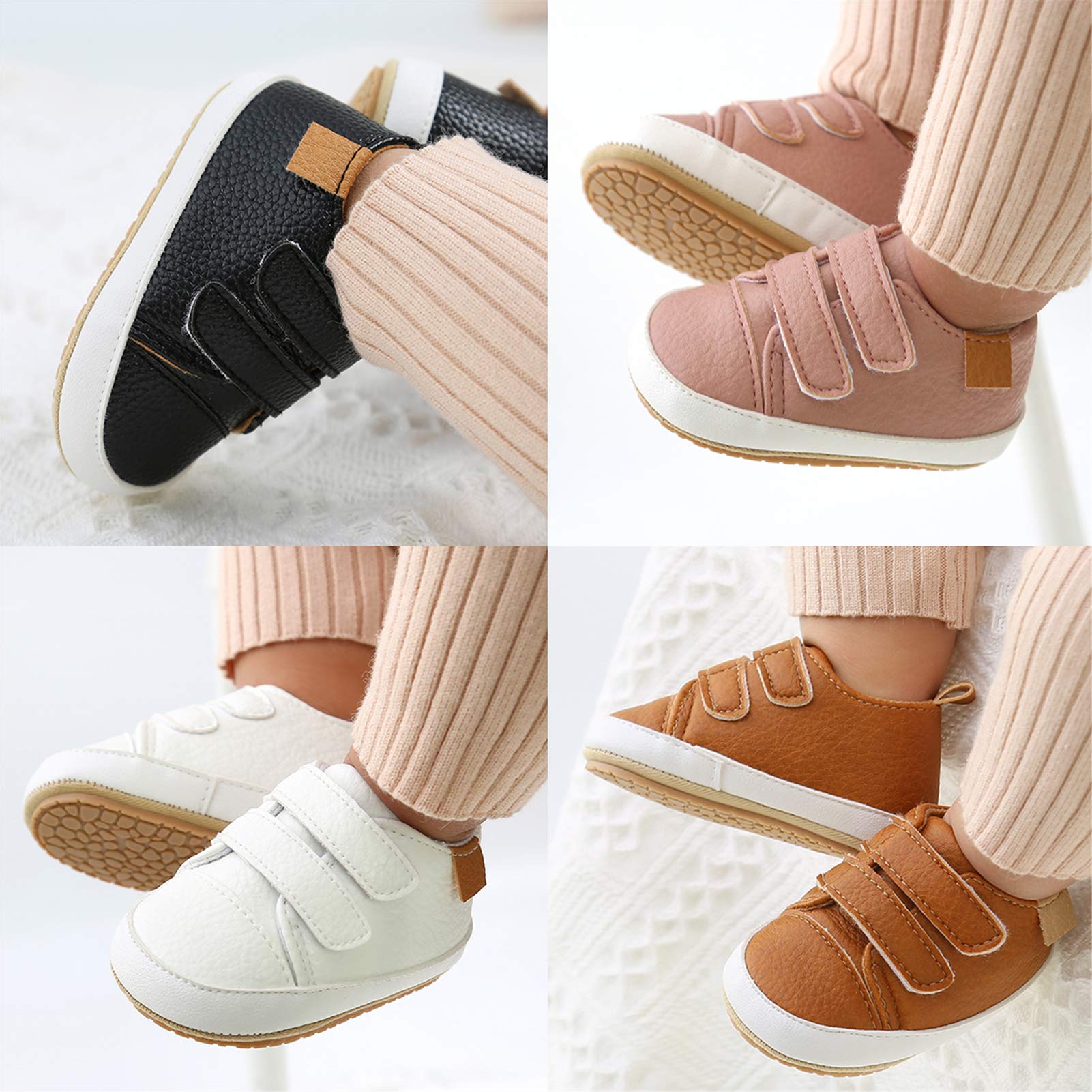 RVROVIC Baby Boys Girls Anti-Slip Sneakers Soft Ankle Boots Toddler First Walkers Newborn Crib Shoes