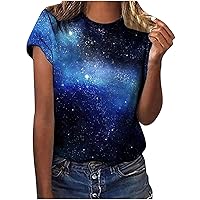Short Sleeve Tshirts for Women Trendy Crewneck Graphic Tees Tops 2024 Summer Casual Loose Comfy Pullover Tunic Blouses