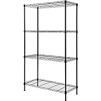 REGILLER 4-Wire Shelving Metal Storage Rack Adjustable Shelves,Standing Storage Shelf Units for Laundry Bathroom Kitchen Pantry Closet (Black,30L x 14.1W x 54H)