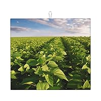 Soybean Field Dish Drying Mat Super Absorbent Heat Resistant Dish Drying Pad Microfiber Drainer Rack Mats For Kitchen Countertop Coffee Bar 18 X 16 Inches
