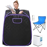Portable Steam Sauna Spa, Personal Indoor Sauna Tent Remote Control&Chair&Timer Included, One Person Sauna for Therapeutic Relaxation Detox at Home