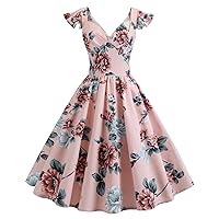 Women's Fitted Dress Party Wave Point Color Sleeveless Retro Dress Sleeve Grenadine Summer Dresses