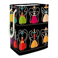 Laundry Hamper Hookah Nargile Shissha Pattern Collapsible Laundry Baskets Firm Washing Bin Clothes Storage Organization for Bathroom Bedroom Dorm