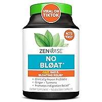 Zenwise Health NO BLØAT - Probiotics, Digestive Enzymes for Bloating and Gas Relief - Ginger, Dandelion, and Cinnamon to Improve Digestion - Vegan Water Retention Pills for Women & Men - 160 Count