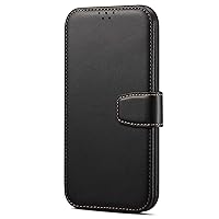 ZIFENGXUAN-Excellent Quality Leather Case for iPhone 15 Pro Max/15 Plus/15 Pro/15, Magnetic Wallet Cover Flip Card Slot Stand Protective Shell Wireless Charging (15 Pro Max,Black)