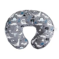 Boppy Nursing Pillow Original Support, Gray Dinosaurs, Ergonomic Nursing Essentials for Bottle and Breastfeeding, Firm Fiber Fill, with Removable Nursing Pillow Cover, Machine Washable