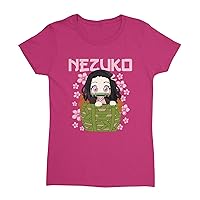 Nezuko Kid Slayers Anime Manga Demon Ladies' Crewneck T-Shirt