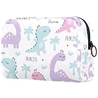 Makeup Bag Pink Purple Dinosaur Travel Cosmetic Bag Small Toiletry Bags Makeup Cosmetic Pouch For Purse Cosmetics Toiletries 7.3x3x5.1in