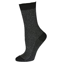 Women's Mercerized Cotton Herringbone Dress Casual Crew Socks, Trendy Pattern, Soft & Durable, Multiple Colors,Shoe Size 4-10