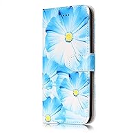 STENES iPhone 7 Wallet Case - Stylish Series Flowers Premium Soft PU Color matching [Stand Feature] Leather Wallet Cover Flip Cases For iPhone 7 - Blue