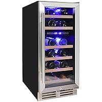 Koolatron 28 Bottle Dual Zone 15-Inch Under Counter Wine Cooler w/Lock, Front-Venting Built-In or Freestanding Beverage Fridge, Stainless Steel Door Frame, UV Protective Glass, Beechwood Bottle Racks