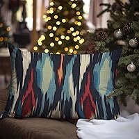 Throw Pillow Covers Blue Green Red Cream Ikat Throw Pillow Cover Japanese Chinoiserie Sofa Pillow Cover Boho Style Turkish Ikat Blue Accent Pillow for Home Sofa 12x20in
