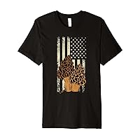 Morel Hunting Vintage American Flag 4th July Mushroom Premium T-Shirt