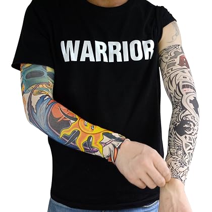 HOVEOX 20pcs Temporary Tattoo Arm Sleeves Arts Fake Slip on Arm Sunscreen Sleeves Body Art Stockings Protector -Designs Tribal, Tiger, Dragon, Skull, and Etc Unisex Stretchable Cosplay Accessories