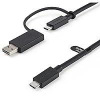 StarTech.com 3ft (1m) USB-C Cable with USB-A Adapter Dongle - Hybrid 2-in-1 USB C Cable w/USB-A - USB-C to USB-C (10Gbps/100W PD), USB-A to USB-C (5Gbps) - Ideal for Hybrid Docking Station (USBCCADP)
