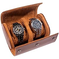 2 Watch Travel Case -Classic Leather Watch Case With Perfect Texture.(Watch Carrying Case Or Organizer For Storage And Display). Mens Watch Case for Travel Handcrafted by Craftsmen