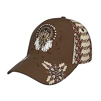 456 Wolf and Indian Ethnic Pattern Men's Personalised Baseball Cap with Text Individual Baseball Cap Gift Adjustable Baseball Cap Lightweight Outdoor Cap for Trucker Fishing Running Golf Tennis, Wolf