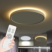 Flush Mount Ceiling Light Fixture with Remote Control, Nightlight Warm 3000K, Hardwired 12inch 28W Round, 3000K-6500K Light Color Changeable, Brightness(10% to 100%) Adjustable