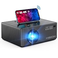 Movie Projector, HISION WiFi Bluetooth Projector Native 1080P Projector 4K Support Oudoor Mini Projector for iPhone Home LED TV Projector Compatible with TV Stick Laptop Tablet PC HDMI VGA USB TF DVD