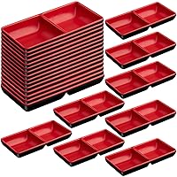 Eccliy 14 Pcs Dual Soy Sauce Dish Melamine Dual Dipping Bowls Divided Serving Tray Wasabi Sushi Dipping Plates 2 Compartments Plate Appetizer Serving Tray for Restaurant Kitchen Appetizers Nuts Cheese