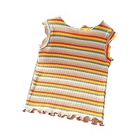 Summer Baby Girls Striped Vest Cotton Kids Thin Sleeveless Outside Wearing T Shirt Toddler Girl Long Sleeve Tops 24 Months