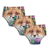 ALAZA Fox Animal Hydrangea Flowers Cotton Potty Training Underwear Pants for Toddler Girls Boys, 2t, 3t, 4t, 5t