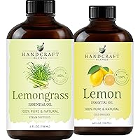 Lemon Essential Oil and Lemongrass Essential Oil Set – Huge 4 Fl. Oz – 100% Pure and Natural Essential Oils – Premium Therapeutic Grade with Premium Glass Dropper