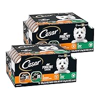 CESAR Filets in Gravy Adult Wet Dog Food, Poultry Lovers Variety Pack, 3.5 oz. Easy Peel Trays, Pack of 24
